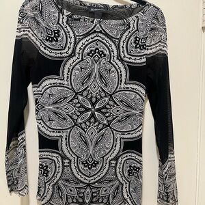 Elegant Black and White Paisley Women's Top